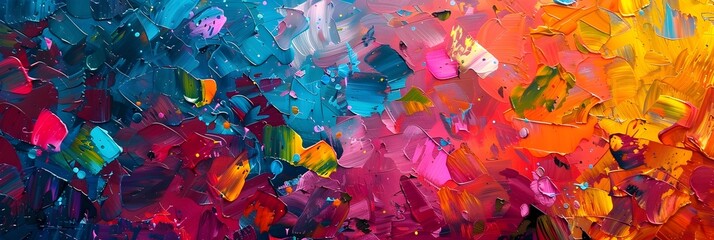 Poster - Vibrant Expressionist Abstract Painting with Bold Brushstrokes and Captivating Colors