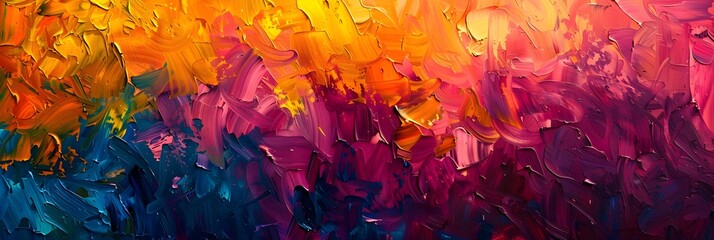 Aufkleber - Vibrant Expressionist Acrylic Painting with Fluid Brush Strokes and Dynamic Color Palette