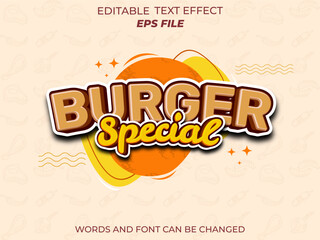 Wall Mural - burger special text effect, font editable, typography, 3d text for food industry. vector template