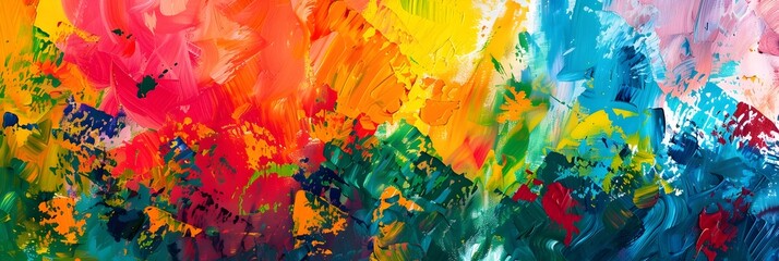 Aufkleber - Vibrant Expressionistic Painting with Captivating Multicolor Strokes and Fluid Textures Evoking Emotion and Dynamism