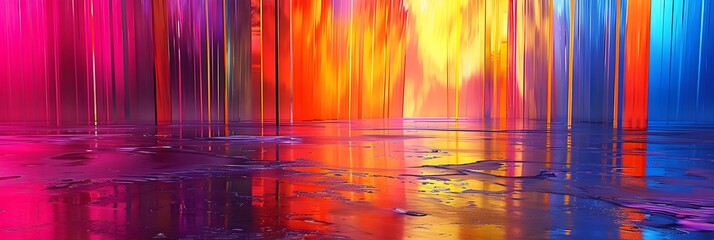 Poster - Vibrant Fiber Optic Lights Bursting in a Kaleidoscope of Colorful Reflections and Liquid Streams