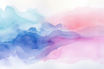 Poster - a watercolor painting with a pink and blue background, watercolor wash in soft pastel hues
