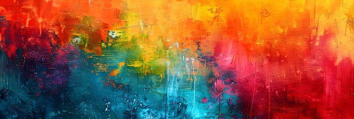 Poster - Vibrant Fluid Abstract Art with Bold Color Explosion and Dynamic Brush Strokes for Emotive and Imaginative Visuals