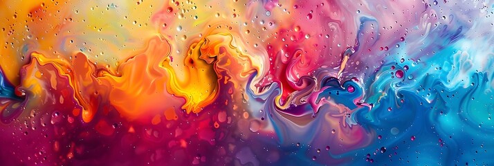 Poster - Vibrant Fluid Art Composition with Mesmerizing Color Blends and Dynamic Swirling Movements