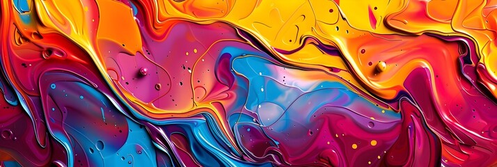 Poster - Vibrant Fluid Art Composition with Mesmerizing Color Palette and Dynamic Movement