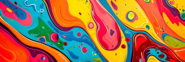 Fototapete - Vibrant fluid motion and dynamic color explosion in abstract digital art background