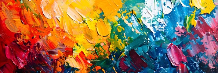 Poster - Vibrant Fusion of Expressive Acrylic Brushstrokes Across a Captivating Abstract Canvas