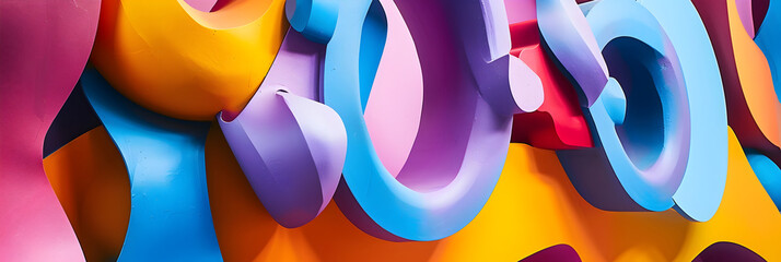 Poster - Vibrant Geometric Abstraction Captivating Curves and Shapes in a Dynamic Colorful Composition