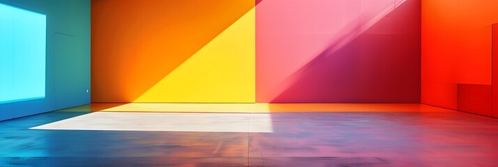 Poster - Vibrant Geometric Abstraction in Minimalist Interior Design