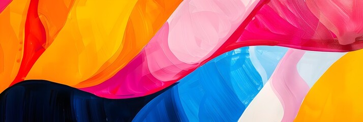 Poster - Vibrant Geometric Abstraction with Dynamic Color Waves and Fluid Shapes