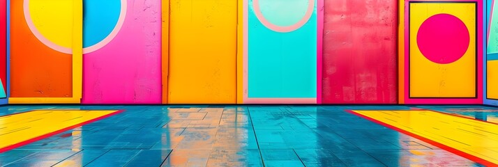 Aufkleber - Vibrant Geometric Architectural Design with Contrasting Colors and Shapes