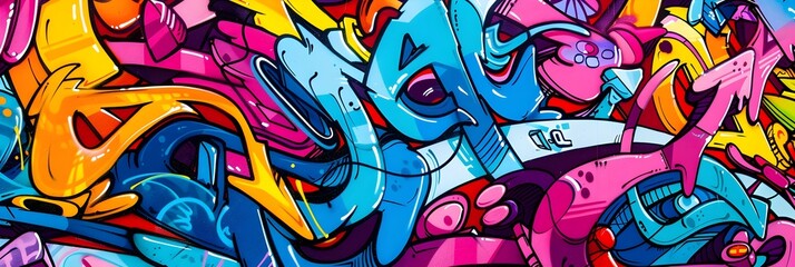 Aufkleber - Vibrant Graffiti Art on Urban Wall Showcasing Colorful Abstract Expression