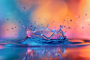 Sticker - Liquid Art: High-Speed Water Splash in Motion: A striking portrayal of fluid dynamics, with water droplets frozen