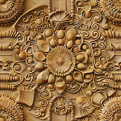 Clay Bas Relief Sculpture Seamless Tile