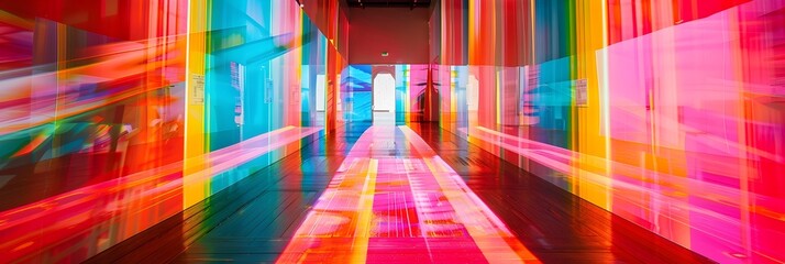 Poster - Vibrant Kaleidoscopic Corridor of Radiant Lights and Fibers in Futuristic Sci Fi Setting