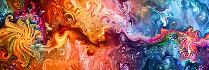 Leinwandbilder - Vibrant Kaleidoscopic Explosion of Color and Energy in a Captivating Abstract Digital Artwork