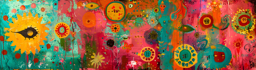 Poster - Vibrant Kaleidoscopic Explosion of Colorful Abstract Patterns and Shapes
