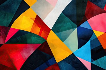 Leinwandbilder - a colorful abstract painting with a triangle and a star, Shape an abstract geometric wonderland