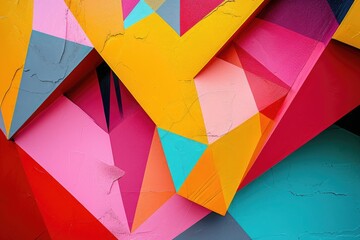 Leinwandbilder - a colorful abstract painting with a triangle and a star, Shape an abstract geometric wonderland