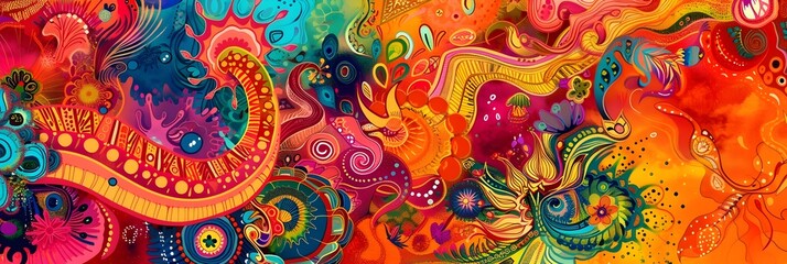 Poster - Vibrant Psychedelic Swirls of Captivating Color and Surreal Imagination Unleashed in Visionary Digital