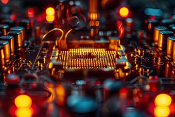 Aufkleber - a close up of a computer mother board, Study the physics of semiconductors