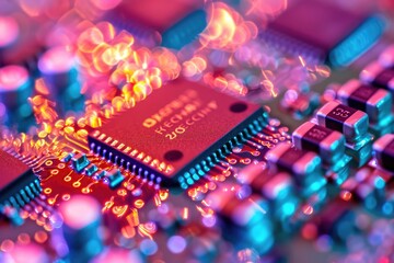 Aufkleber - a close up of a computer mother board, Study the physics of semiconductors