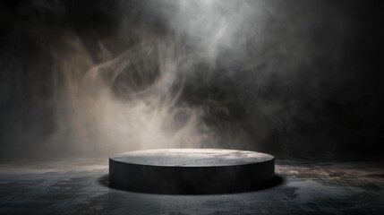 Wall Mural - dark concrete podium with smoke and light