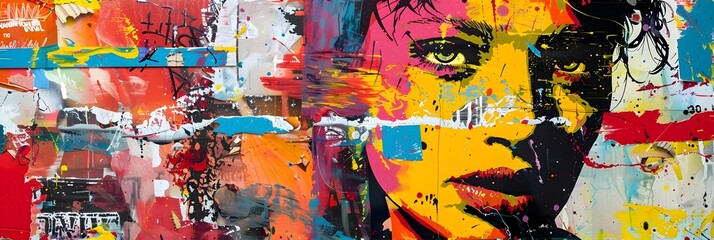 Aufkleber - Vibrant Street Art Mural A Captivating Fusion of Color Texture and Digital Expression
