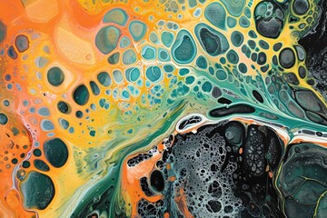 Leinwandbilder - a painting with a purple and yellow swirl, Try acrylic pouring art