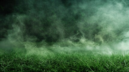 Poster - Green smoke over lush grass