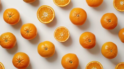 Poster - Fresh oranges overhead view on simple backdrop