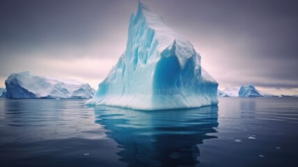 Wall Mural - Majestic cold iceberg in polar landscape float and reflect on the ocean. AIG35.