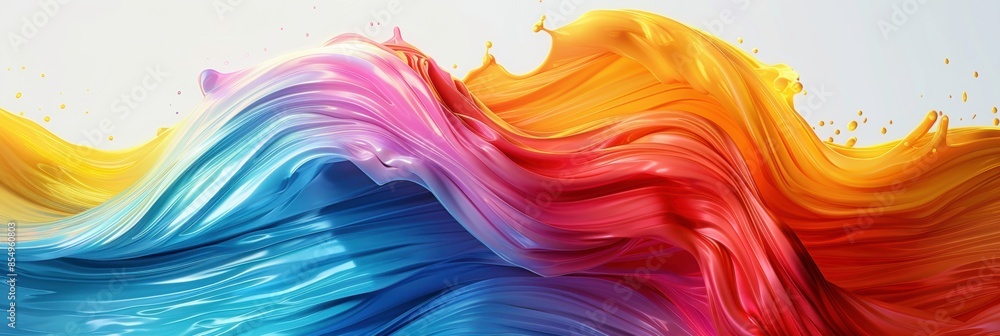 Color brush paint ribbon stroke swirl abstract splash background wave ...