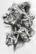 © Lubos Chlubny - Lioness with lion cubs, image as a tattoo template