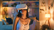 © Fxquadro - Woman experiencing VR technology in cozy room