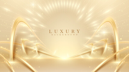 Wall Mural - Golden Luxury Background with Radiant Lines and Sparkling Details, Perfect for High-End Events, Branding, and Elegant Invitations. Vector Illustration.
