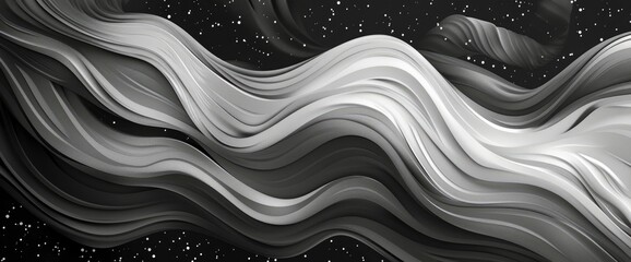 Wall Mural - Grayscale Abstract Cosmic Waves, Cartoon