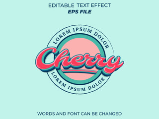 Wall Mural - cherry text effect, font editable, typography, 3d text for food industry. vector template
