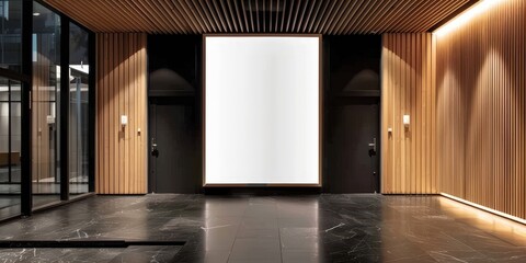 Sticker - Modern Lobby Interior with Blank Canvas