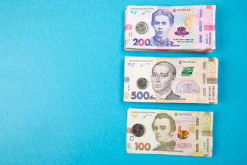 Ukrainian hryvnia banknotes. Cash. Banknotes of the national currency of Ukraine