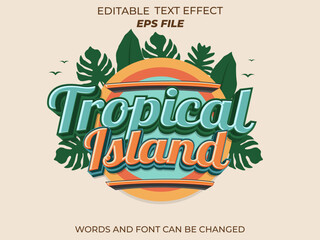 Wall Mural - tropical text effect, font editable, typography, 3d text. vector template