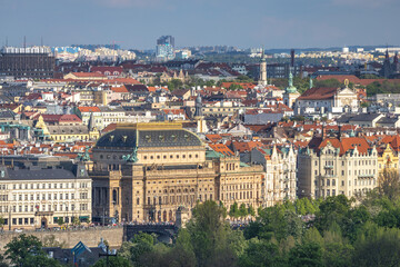 Wall Mural - Cityscape view of Prague town with National Theatre building, Czech Republic, Europe.