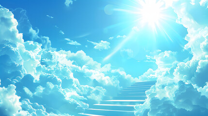 Wall Mural - Stairway Leading Up To Heavenly Sky Toward The Light