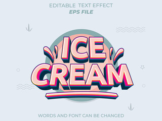 Wall Mural - ice cream text effect, font editable, typography, 3d text for food industry. vector template