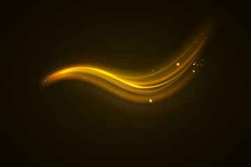 Wall Mural - Golden line curve light effect PNG. Glowing golden semicircle. Abstract effect of light energy movement.