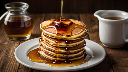Wall Mural - pancakes with honey