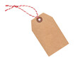 © FireflyLight - Craft paper tag with red and white jute cord isolated on transparent background