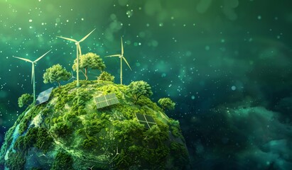 Wall Mural - miniature models of earth and eco-friendly photography of a green scenery, energy, electricity, natu