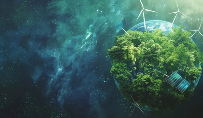 Wall Mural - miniature models of earth and eco-friendly photography of a green scenery, energy, electricity, natu
