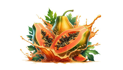 Wall Mural - Papaya Fruit Splash